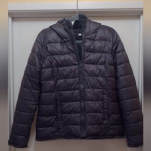 Reversible women's jacket faux fur puffer sz M..